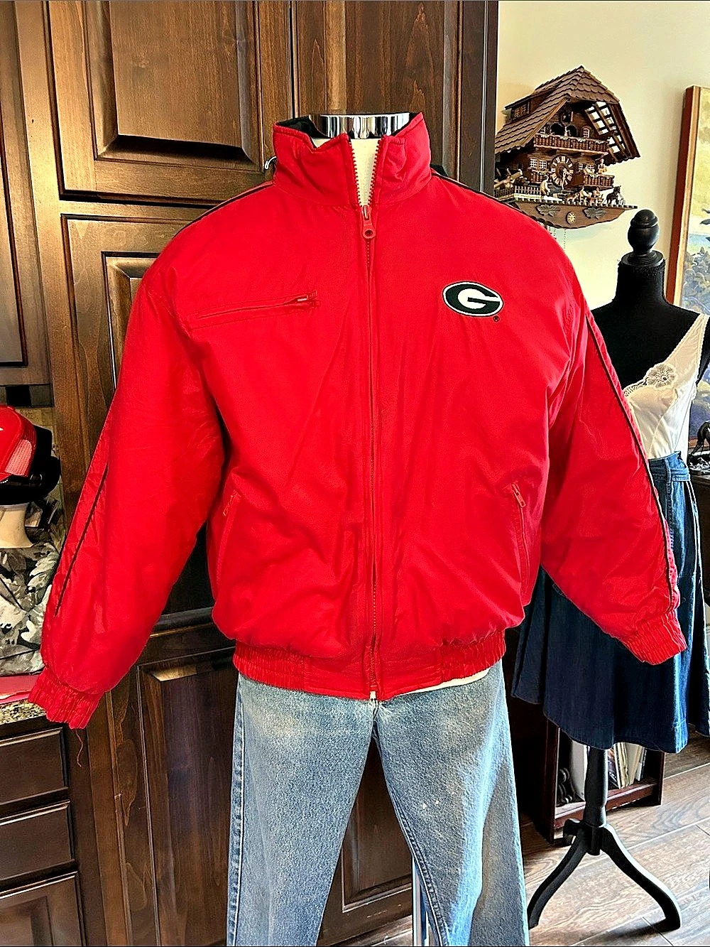 Logo Athletic Red University of Georgia Varsity Jacket Size Large